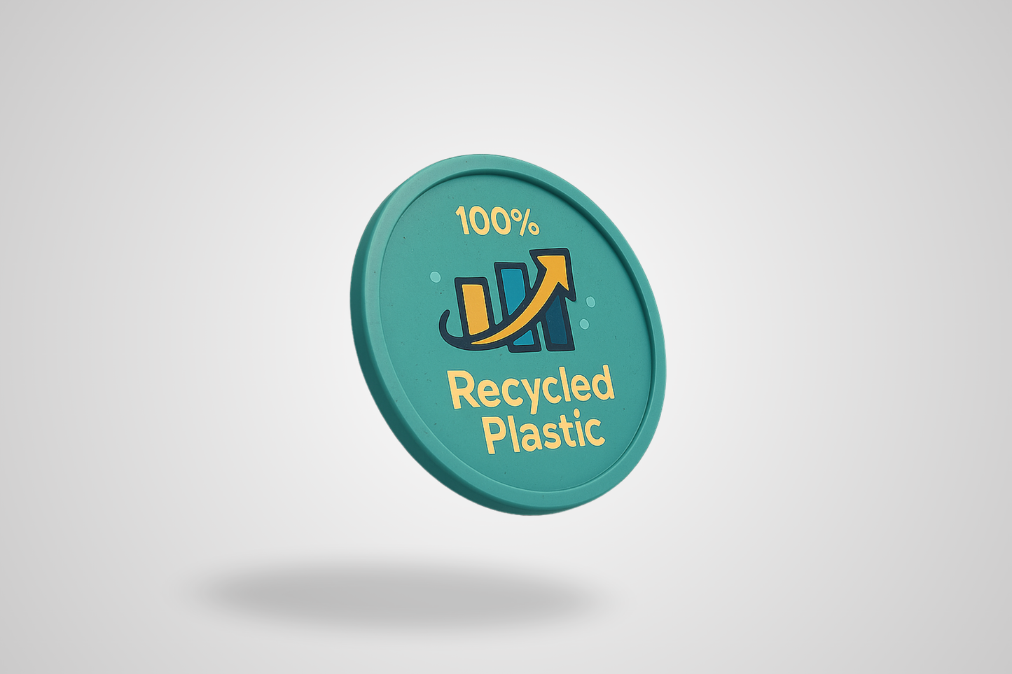 Plastmasas žetona fotoattēls, kas izgatavots no 100% pārstrādājamas plastmasas ar pilnkrāsu apdruku
