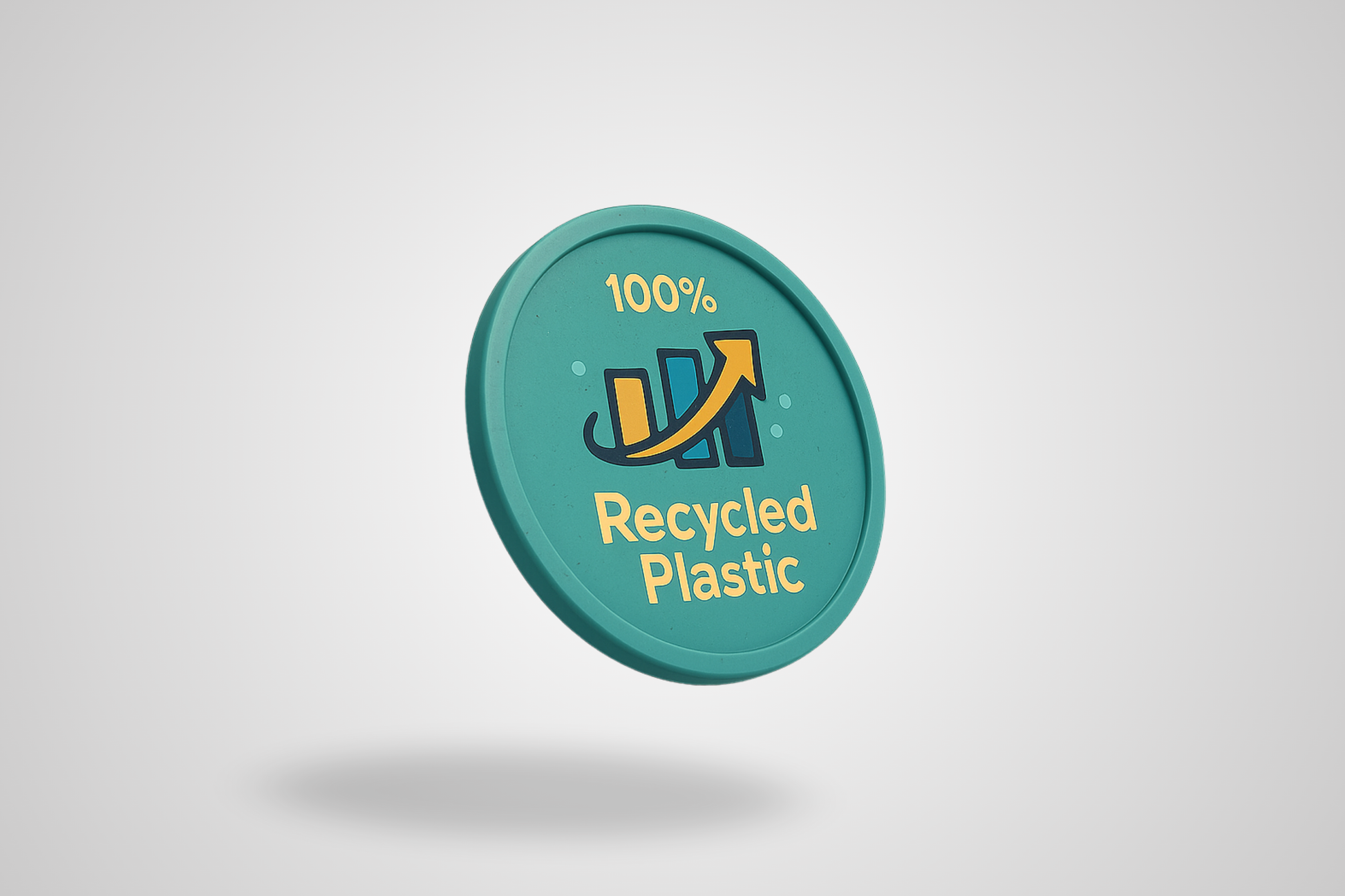 Plastmasas žetona fotoattēls, kas izgatavots no 100% pārstrādājamas plastmasas ar pilnkrāsu apdruku