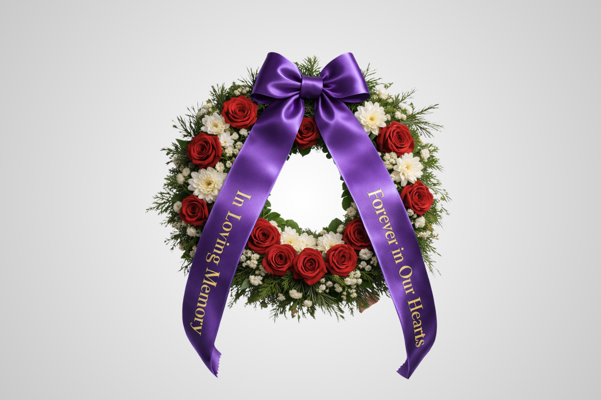 Videi draudzīga violeta satīna pušķa lente ar pielāgotu apdruku no JM Band®.