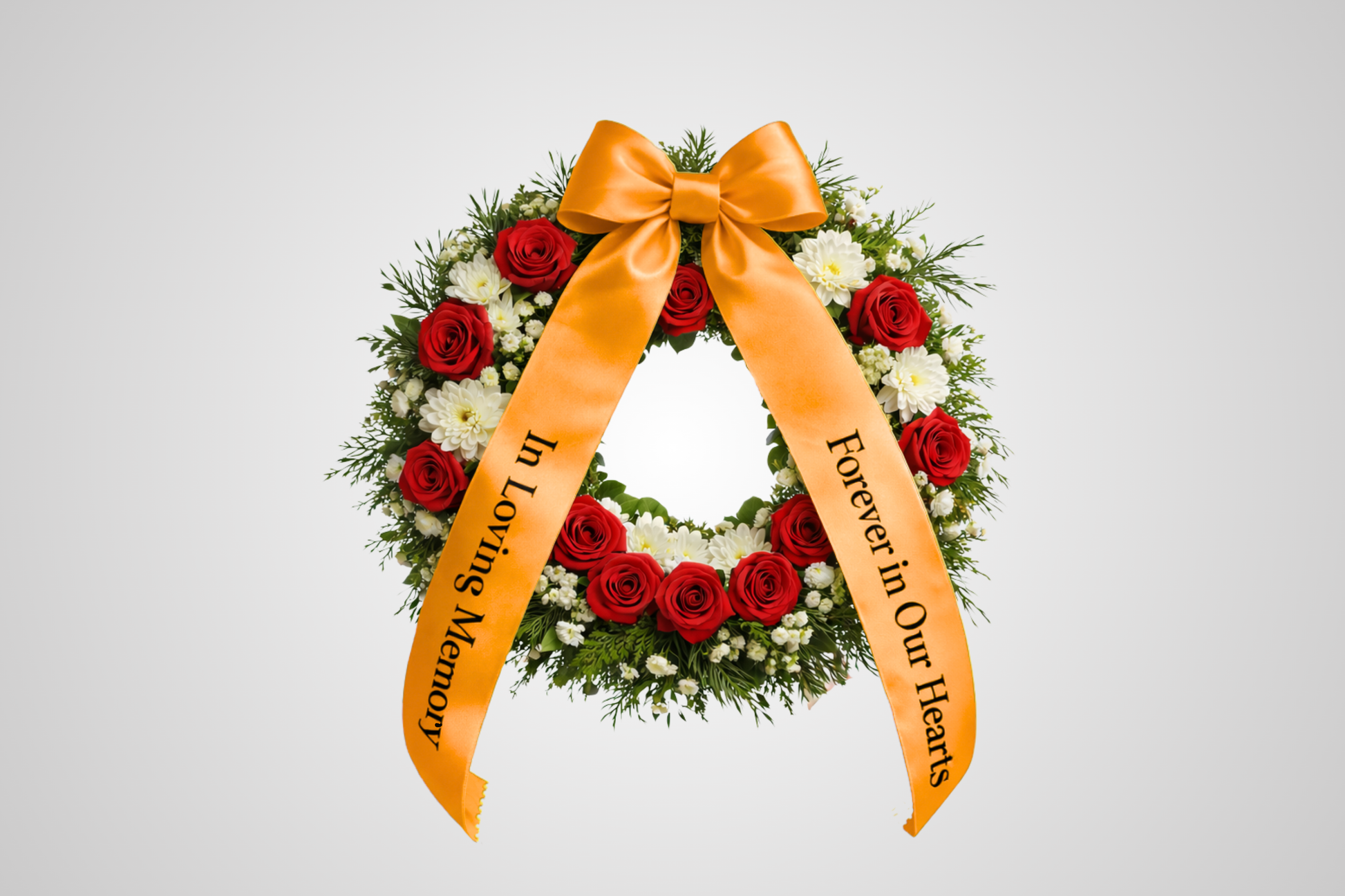 Oranža EKO satīna pušķa lente ar pasūtījuma apdruku no JM Band®.
