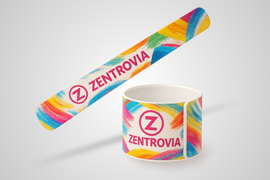 JM Band® krāsaini apdrukātu iepļaukāšanas aproču fotoattēls. Iegādājieties vinila aproces 2,5 x 23 cm izmērā šeit.