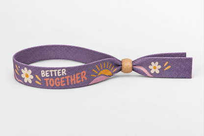 Violeta kokvilnas aproce ar Better Together apdruku