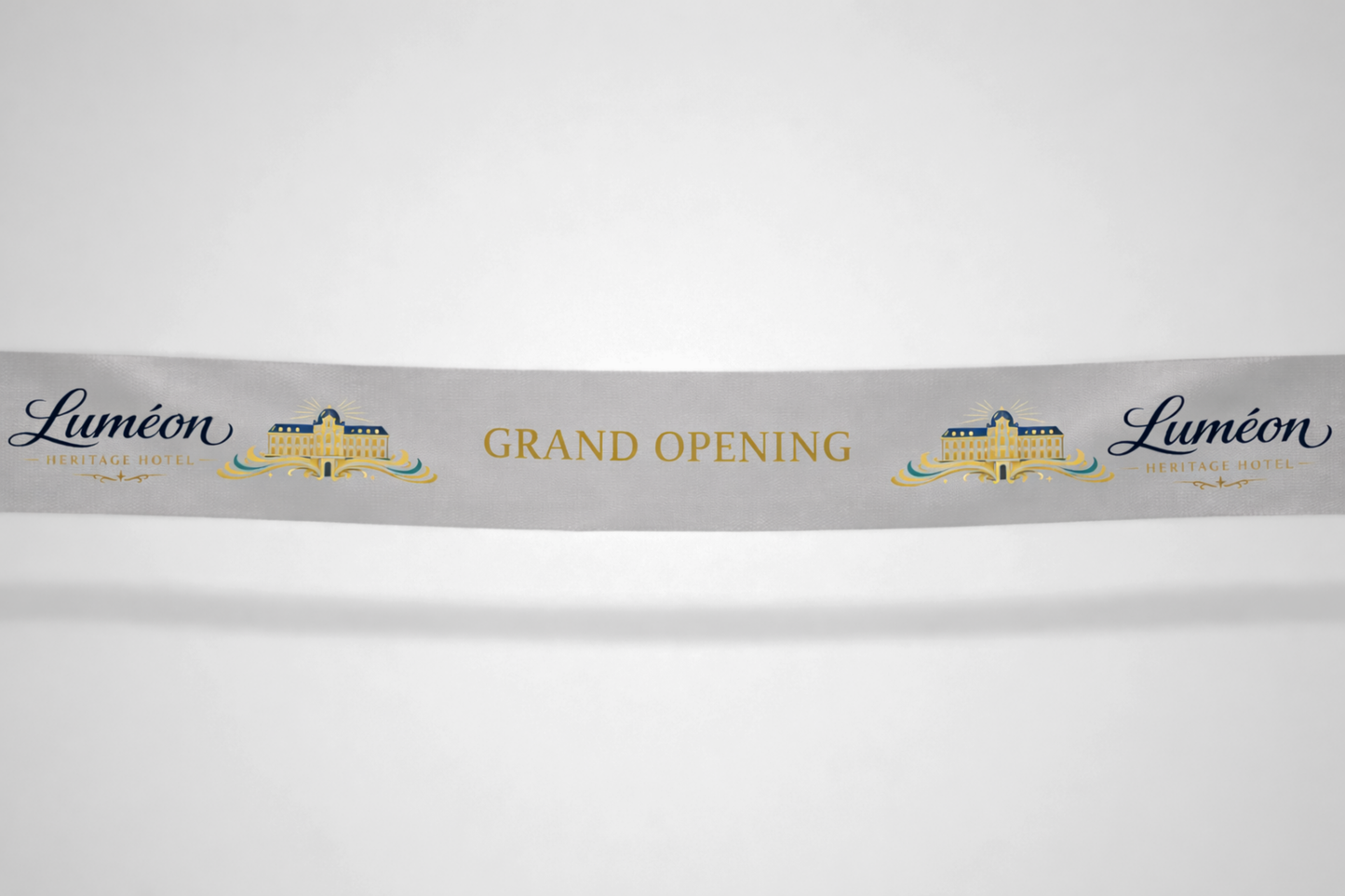Pelēka inaugurācijas lente ar krāsainu apdruku no JM Band®.