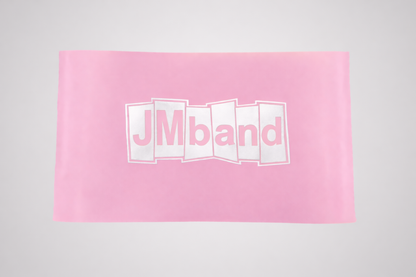 JM Band® baltas termopārneses folijas drukas piemērs.