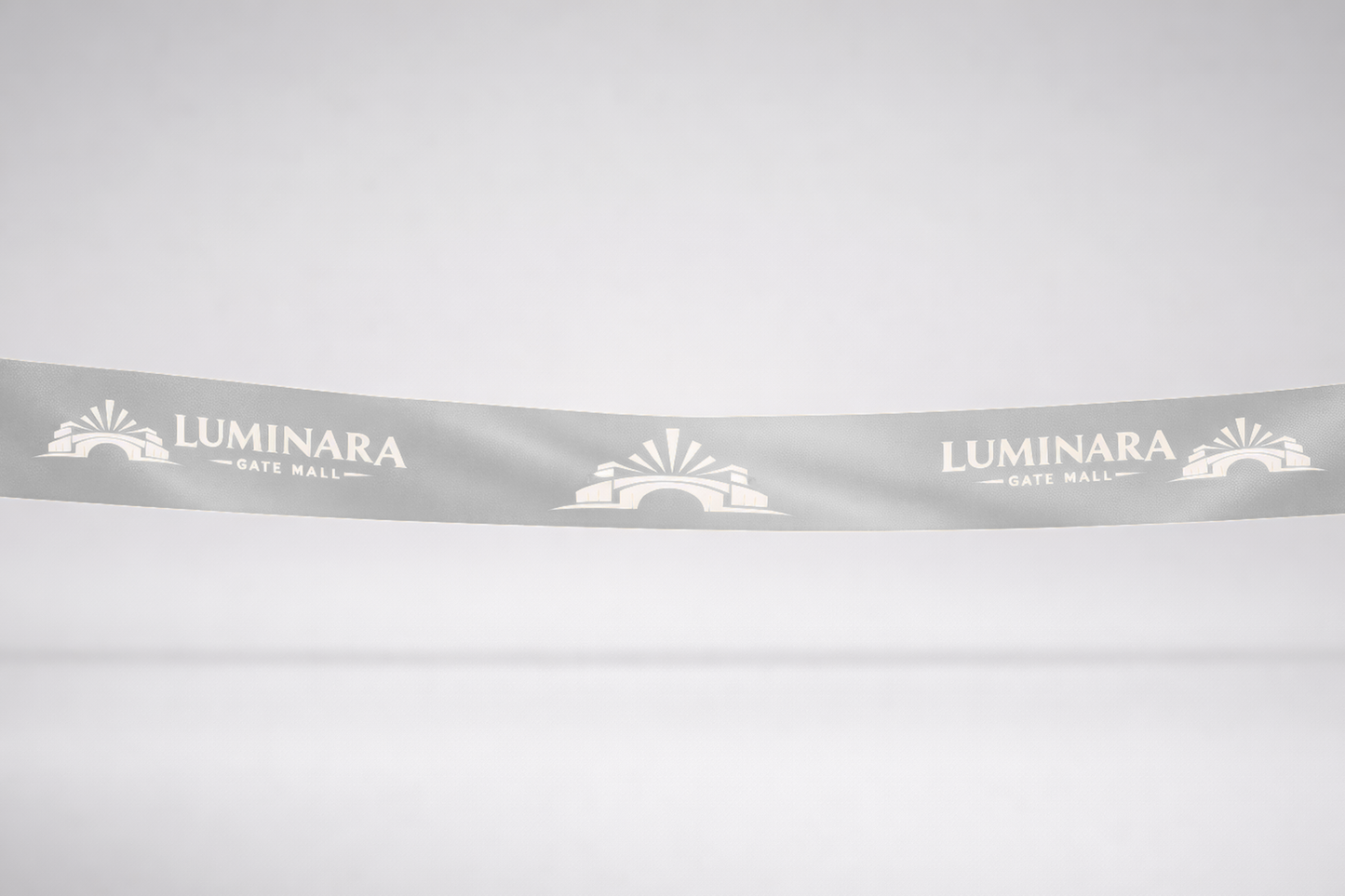 Pelēka ECO satīna inaugurācijas lente ar apdruku no JM Band®.
