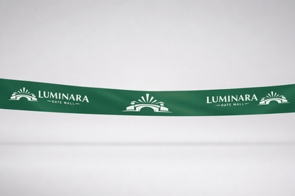 Zaļa ECO satīna inaugurācijas lente ar apdruku no JM Band®.