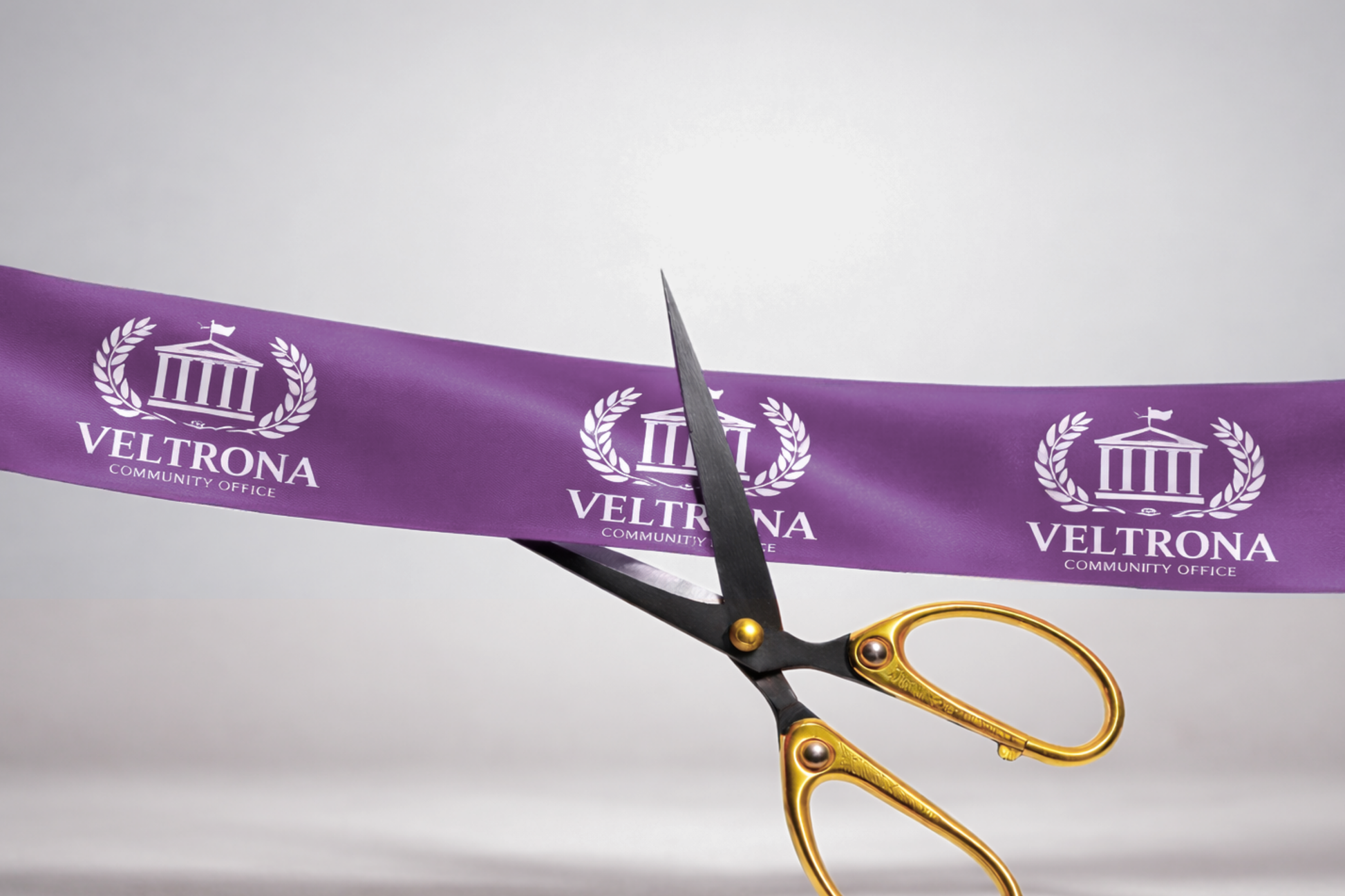 Violeta eko-satīna inaugurācijas lente ar pielāgotu apdruku no JM Band®.
