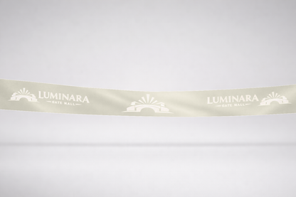 Ziloņkaula krāsas inaugurācijas lente no ECO satīna ar apdruku no JM Band®.