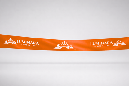 Oranža ECO satīna inaugurācijas lente ar pielāgotu apdruku no JM Band®.