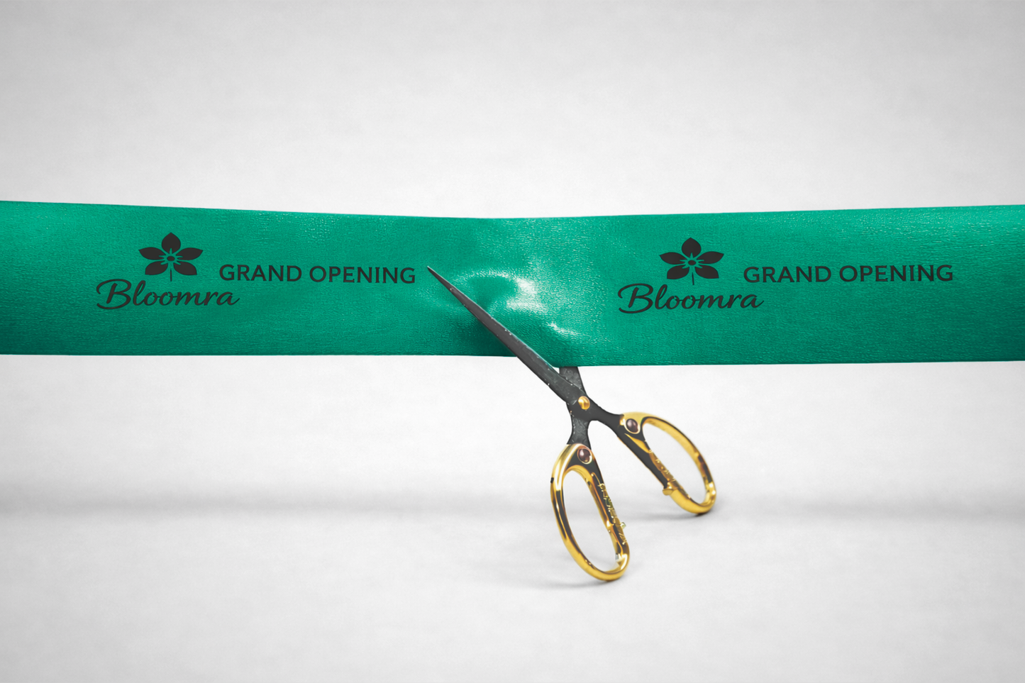 Zaļa inaugurācijas lente ar pielāgotu apdruku no JM Band®.