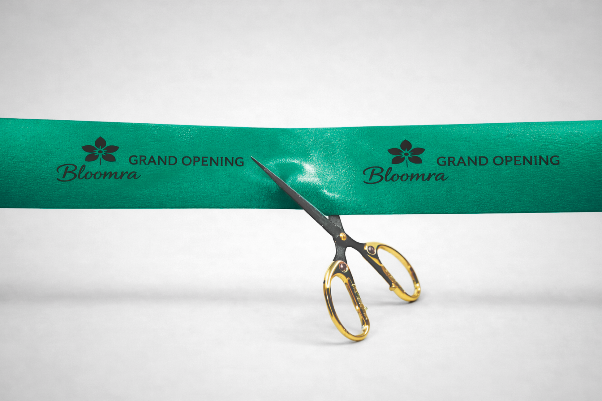 Zaļa inaugurācijas lente ar pielāgotu apdruku no JM Band®.