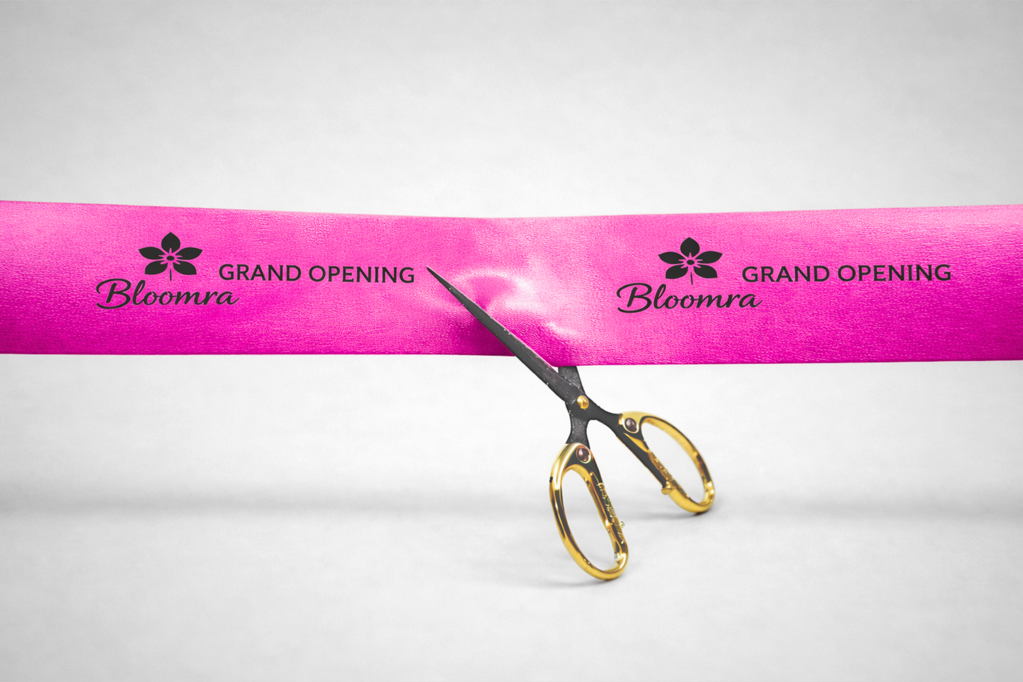 Rozā inaugurācijas lente ar pielāgotu apdruku no JM Band®.