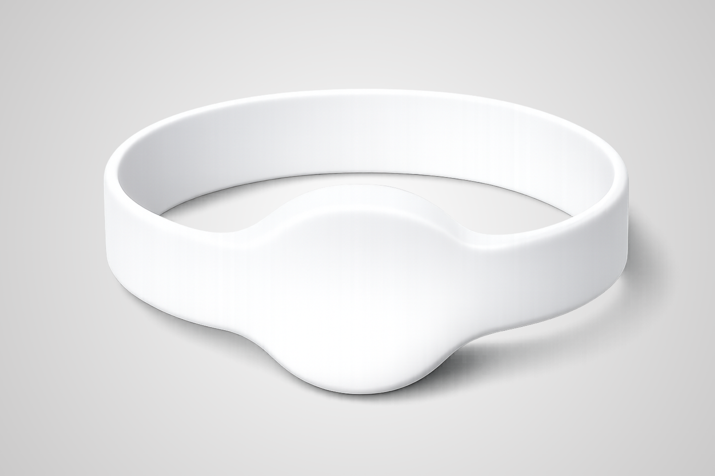Balta NFC silikona aproce JM02 ar baltu etiķeti no JM Band®.