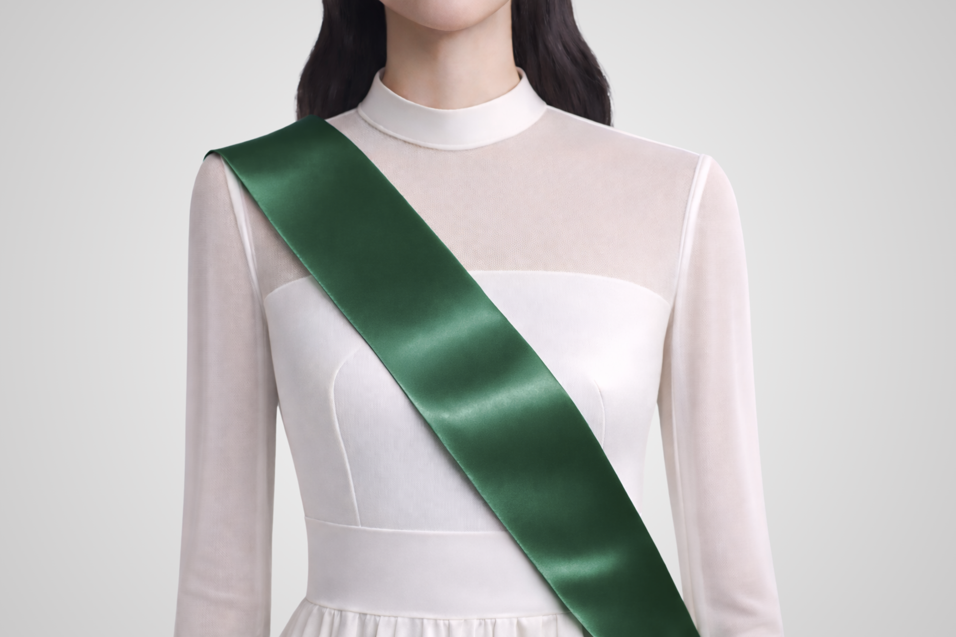 Tumši zaļa, videi draudzīga satīna lente bez apdrukas no JM Band®.