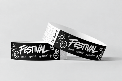 Divas melnas papīra aproces ar baltu festivāla apdruku
