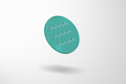 JM Band® pārstrādātu okeāna plastmasas žetonu fotoattēls. Iegādājieties 29 mm žetonus šeit.