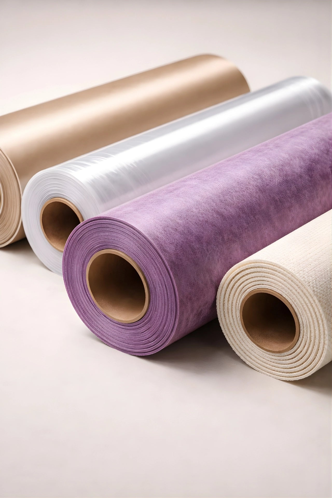 Tyvek materiāla tekstūras tuvplāns, kas ilustrē tā sintētiskās šķiedras struktūru.