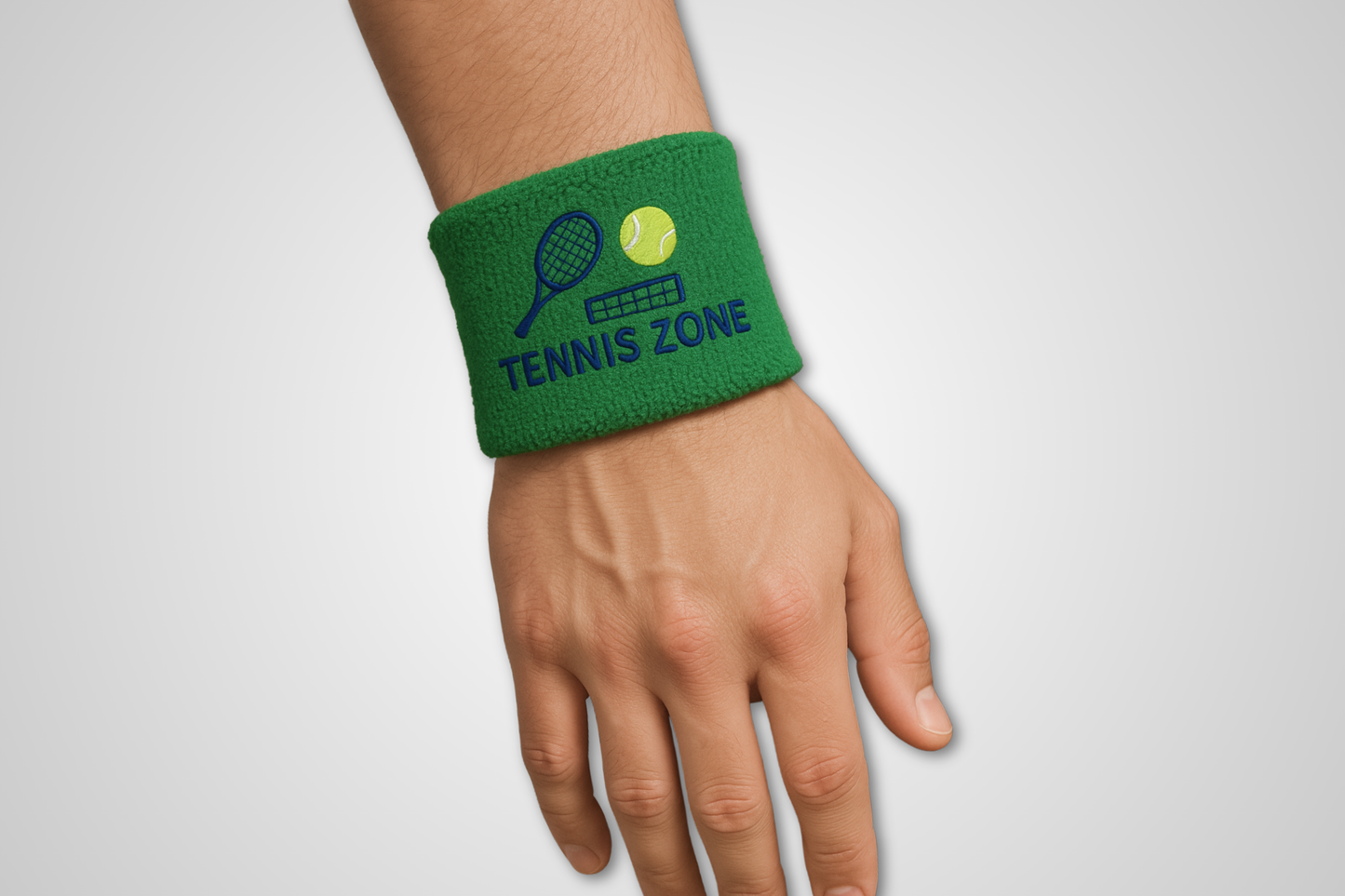 JM Band® personalizētu sviedru lentu fotoattēls. Iegādājieties auduma aproces izmērā 70 x 60 mm šeit.