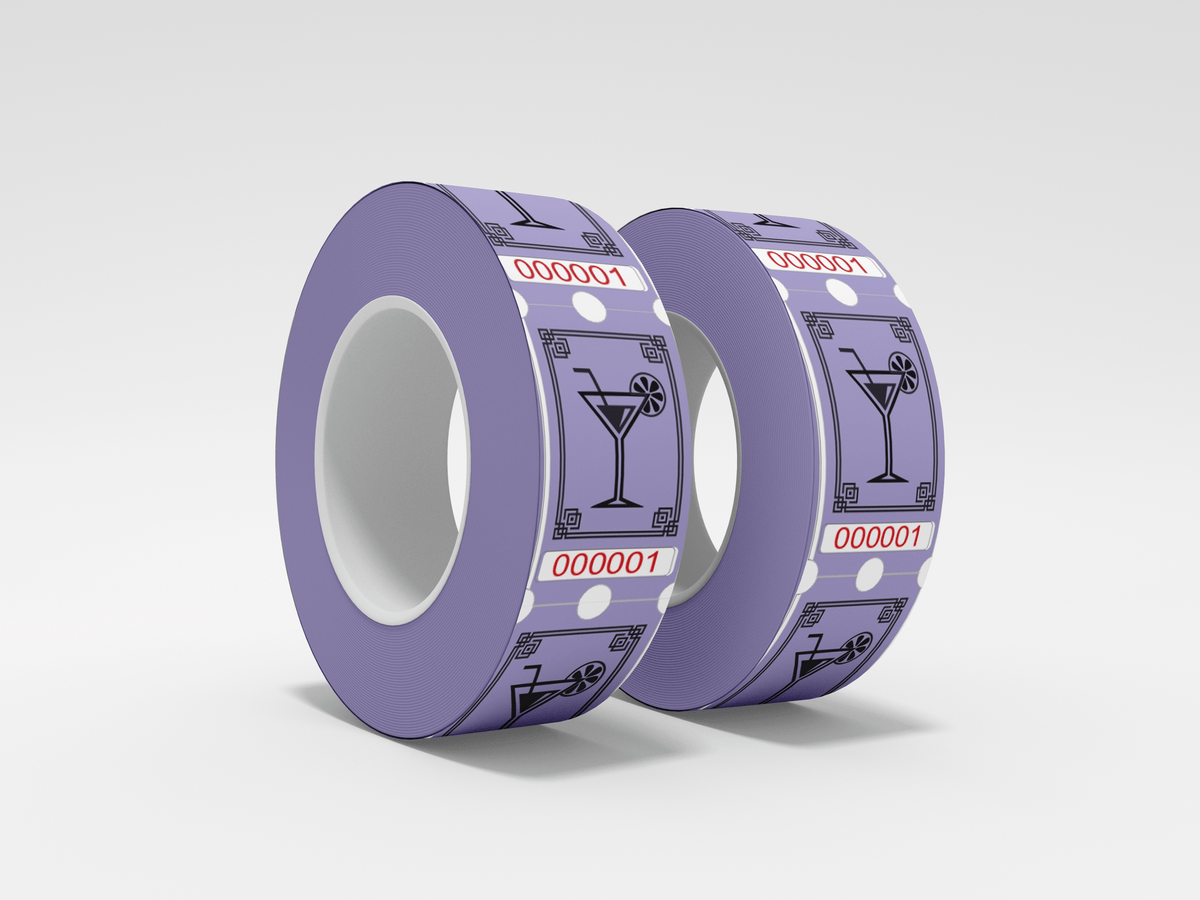 Dzērienu biļešu rullis 1000 x 1 biļete JM Band UK 1 kokteiļu rullis - violets