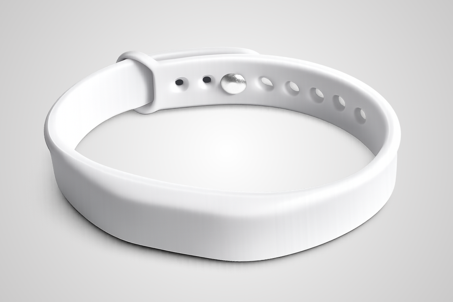 Balta silikona aproce ar NFC un regulējamu siksniņu - JM Band®