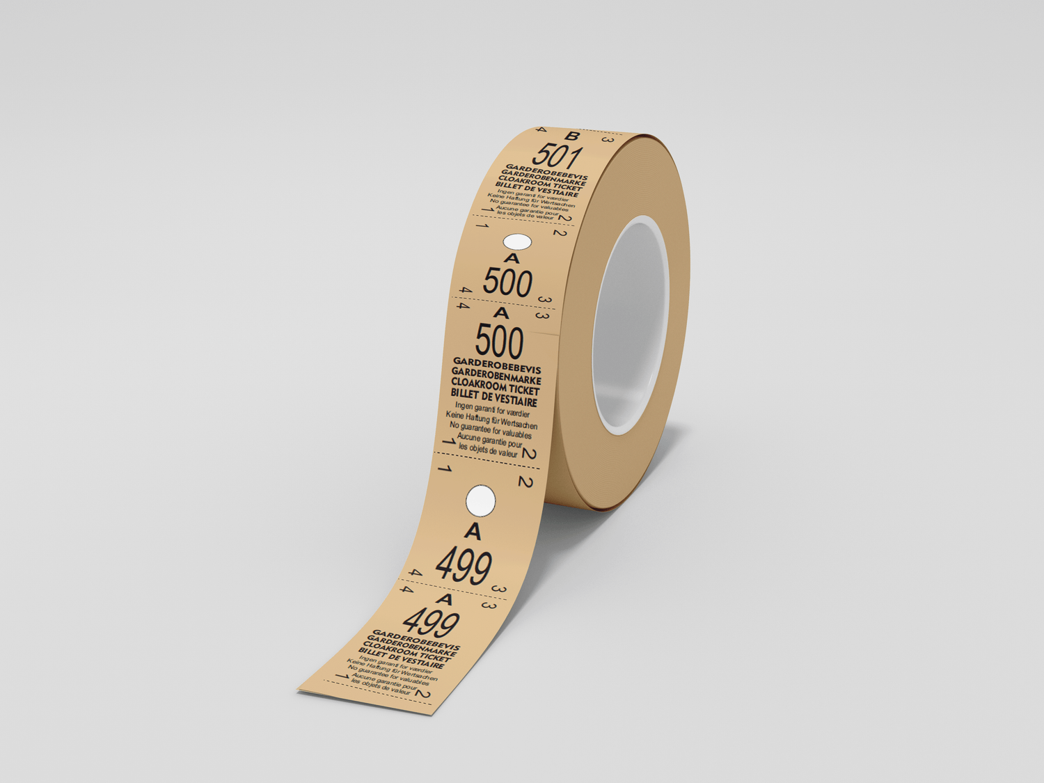 Garderobes biļetes Roll 500 - Divdaļīgas biļetes JM Band® 1 brūna
